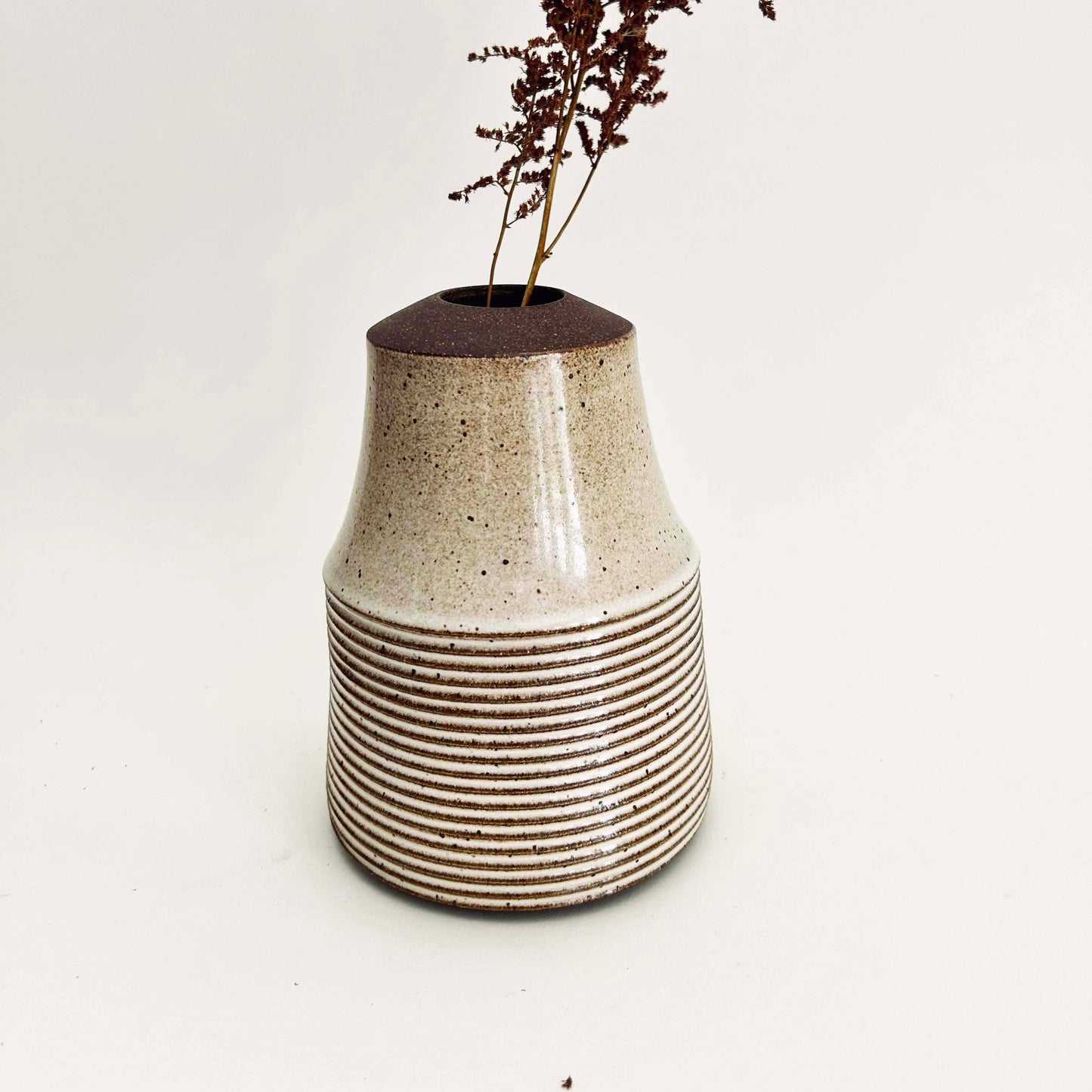 Tapered Textured Vase in Warm White