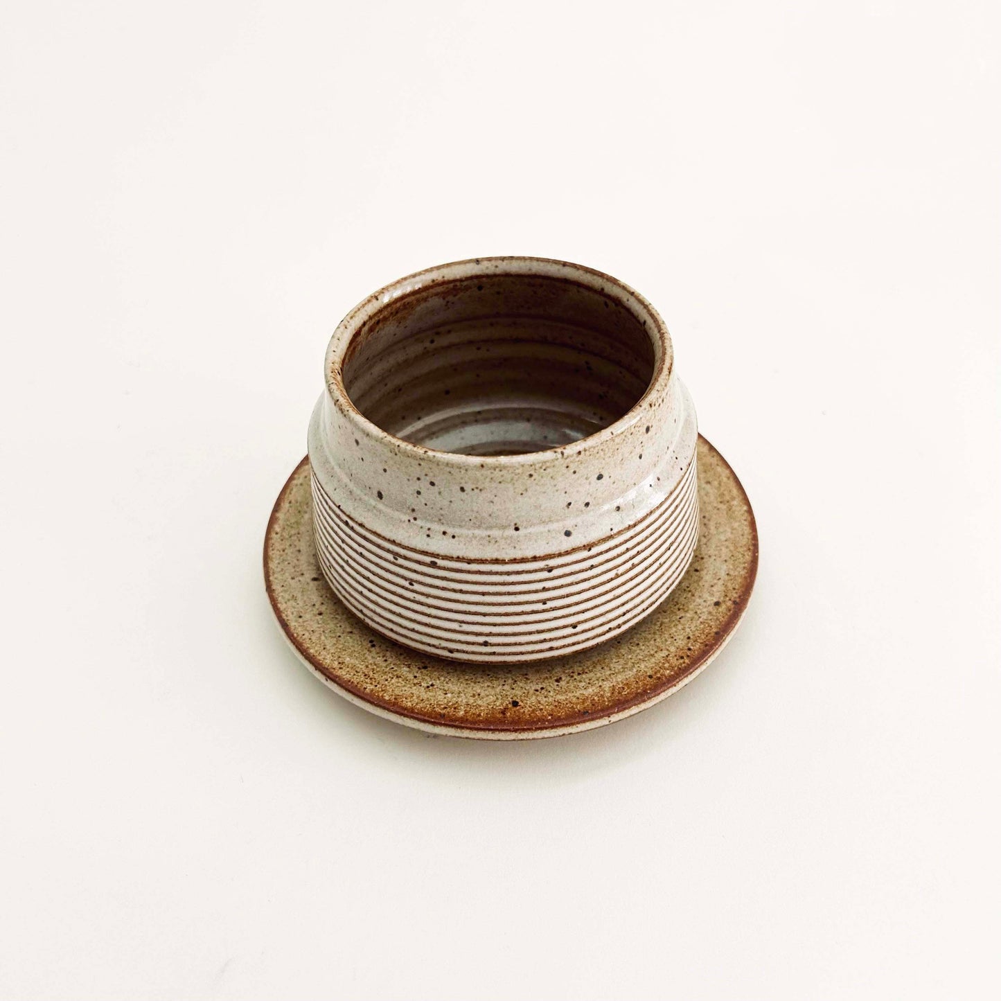 Tapered Textured Cup and Saucer Set in Warm White