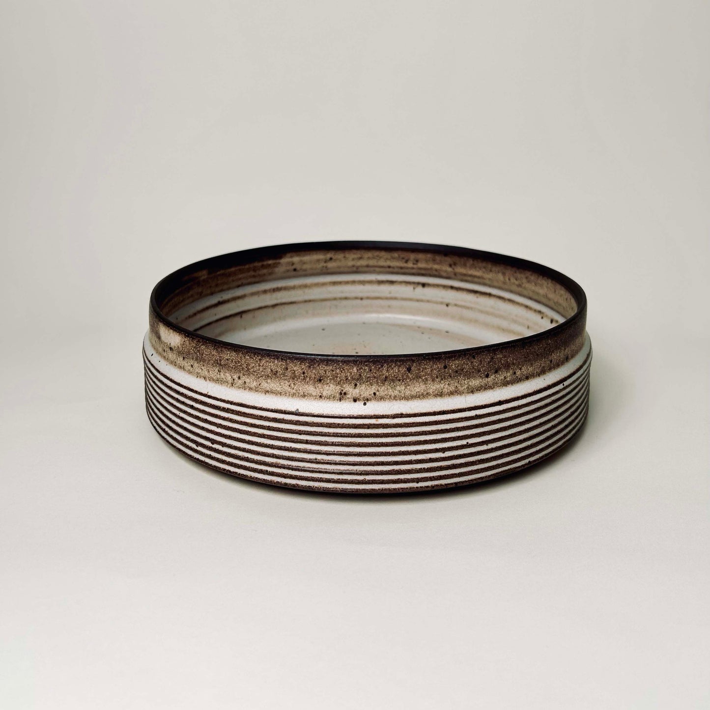 Low Profile, 10" Textured Serving Bowl in Mocha Cream