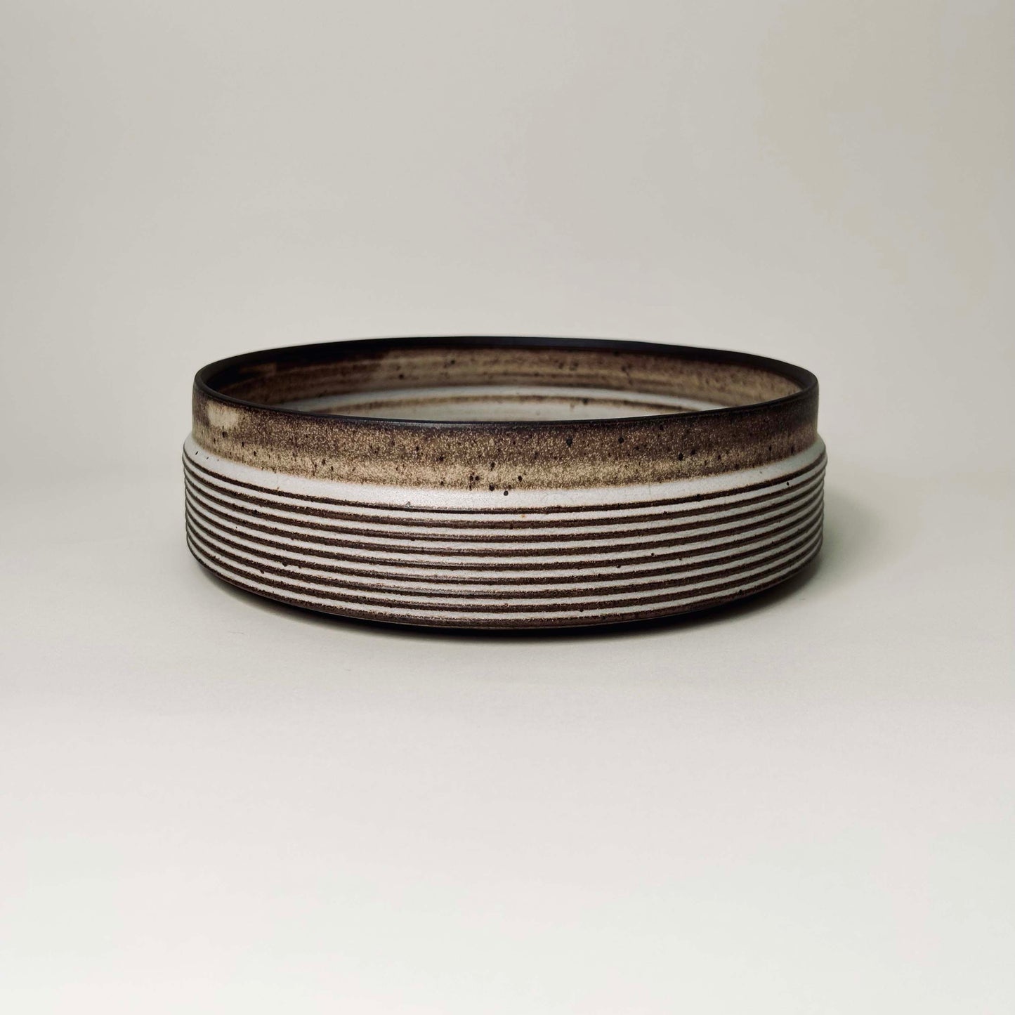 Low Profile, 10" Textured Serving Bowl in Mocha Cream