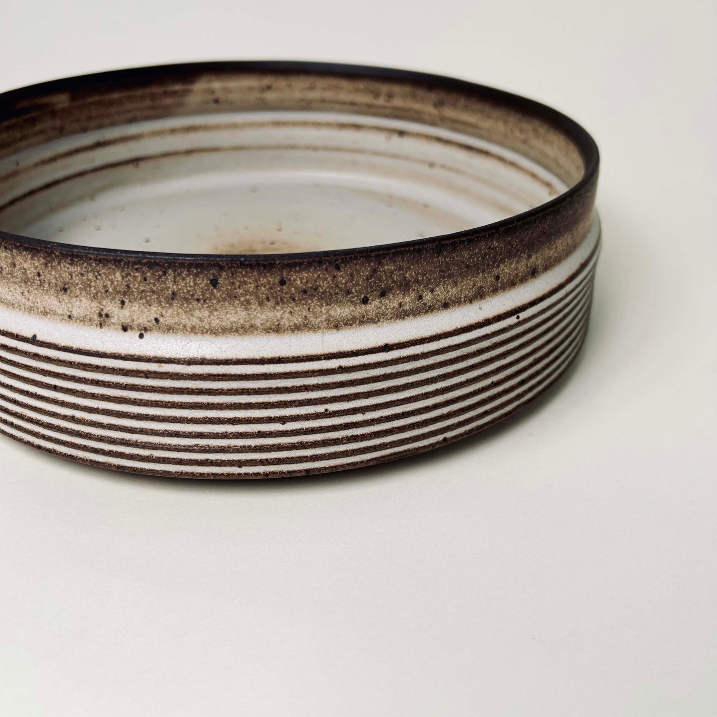 Low Profile, 10" Textured Serving Bowl in Mocha Cream