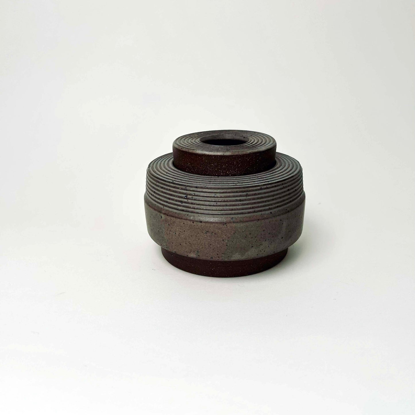 Textured Cylindrical Lidded Container in Greige