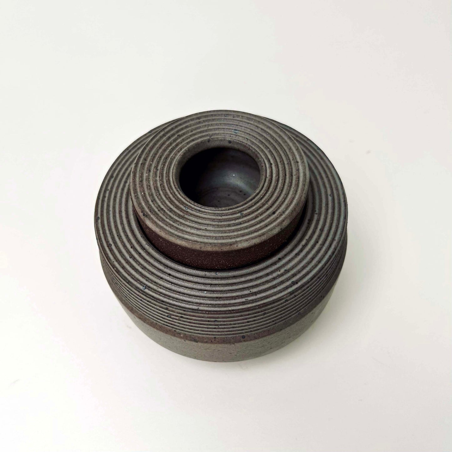 Textured Cylindrical Lidded Container in Greige