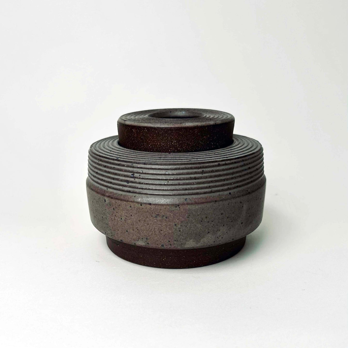 Textured Cylindrical Lidded Container in Greige