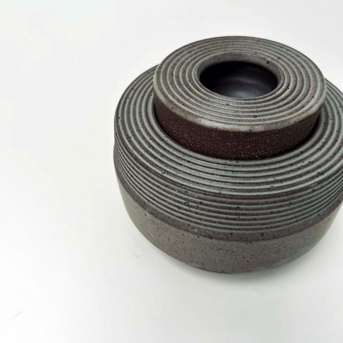 Textured Cylindrical Lidded Container in Greige