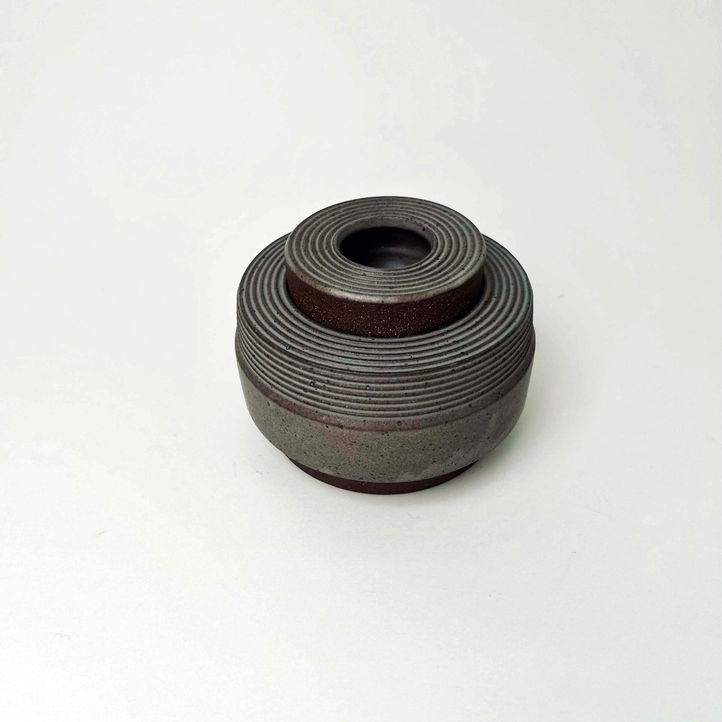 Textured Cylindrical Lidded Container in Greige