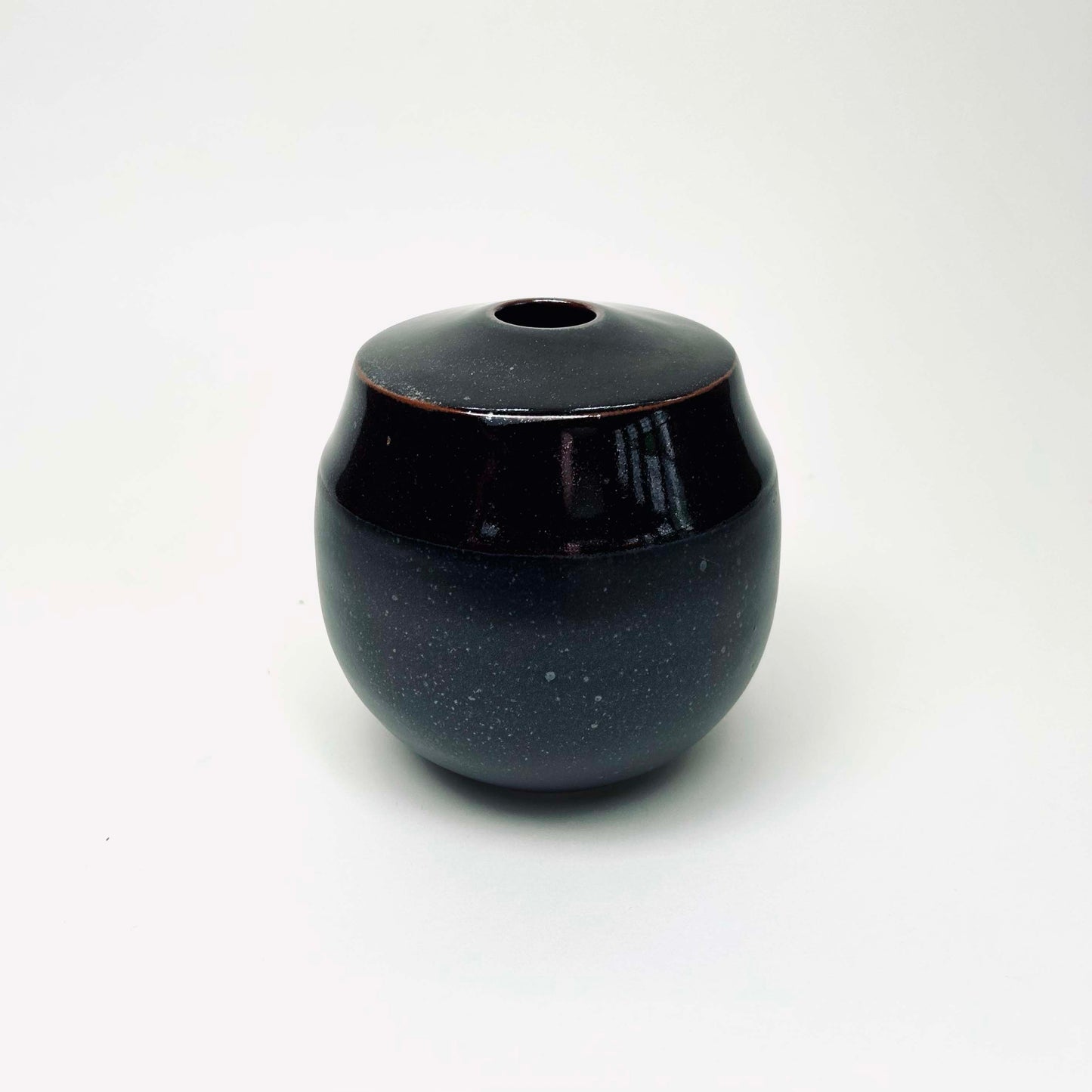 Two-Tone Vase In Satin Black