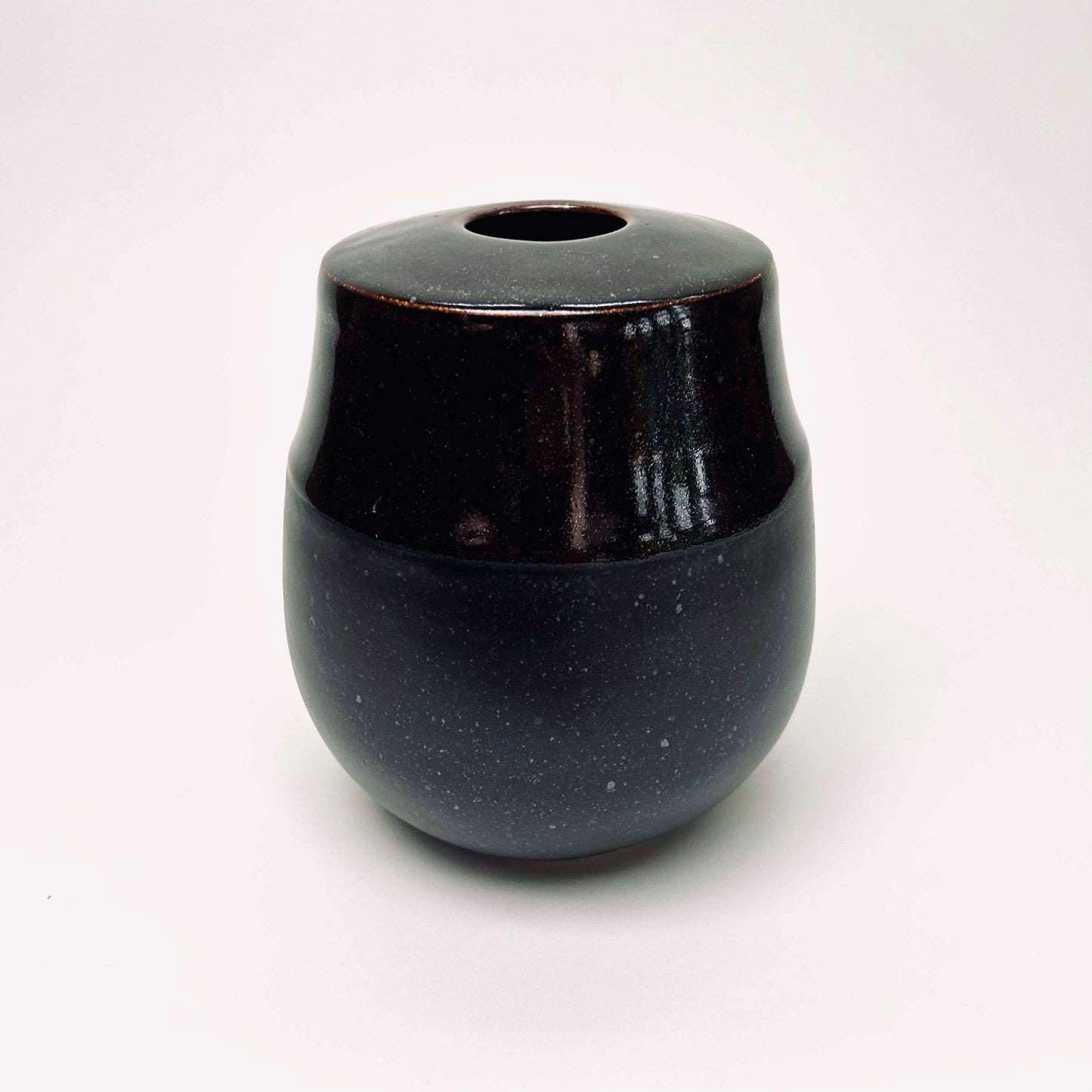 Large Two-Tone Vase In Satin Black