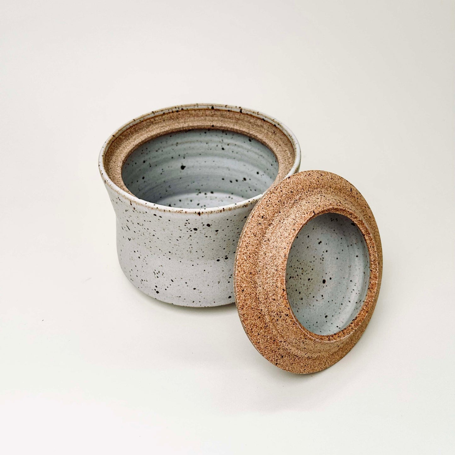 Wide, Angular Lidded Vessel in White