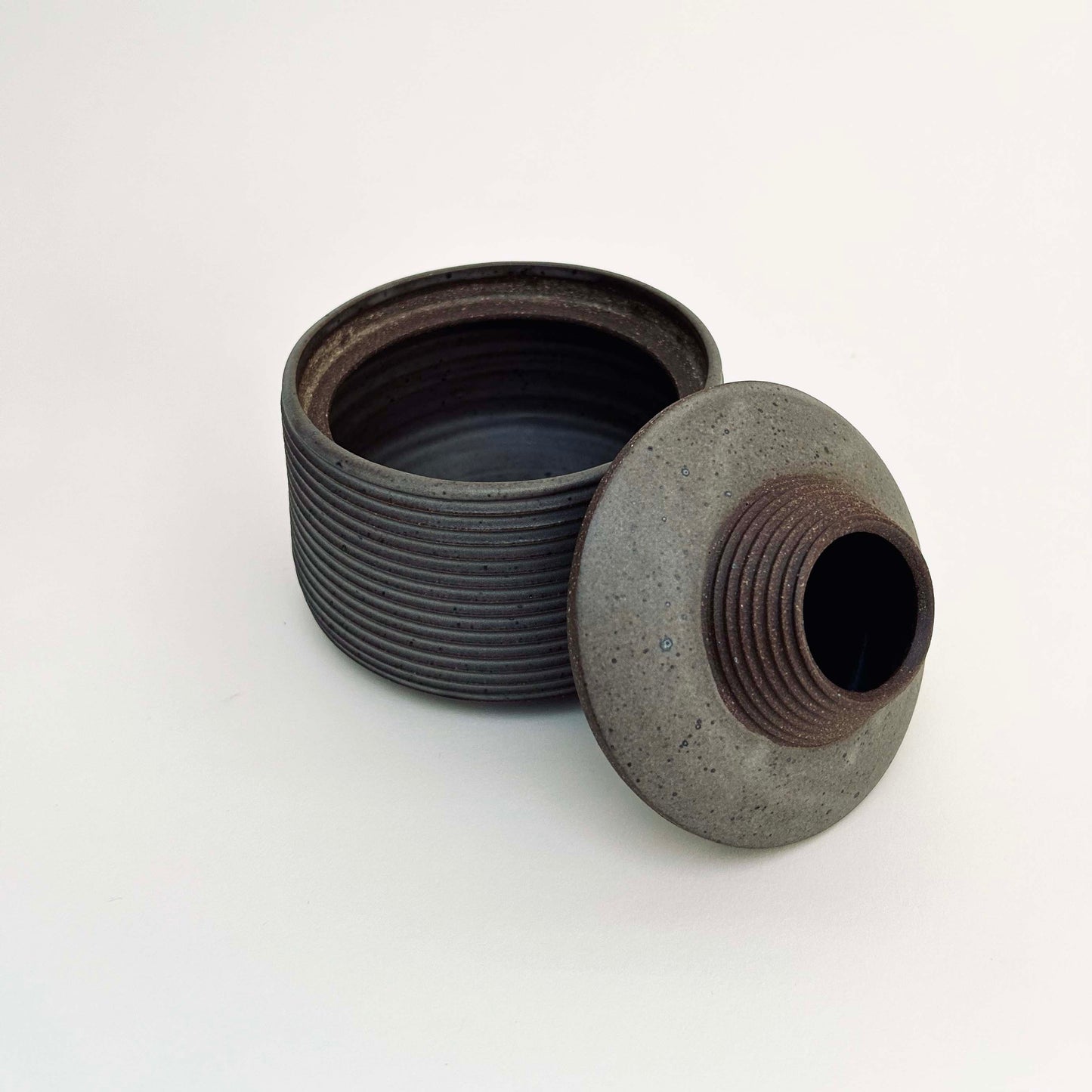 Small Tapered Lidded Vessel in Greige