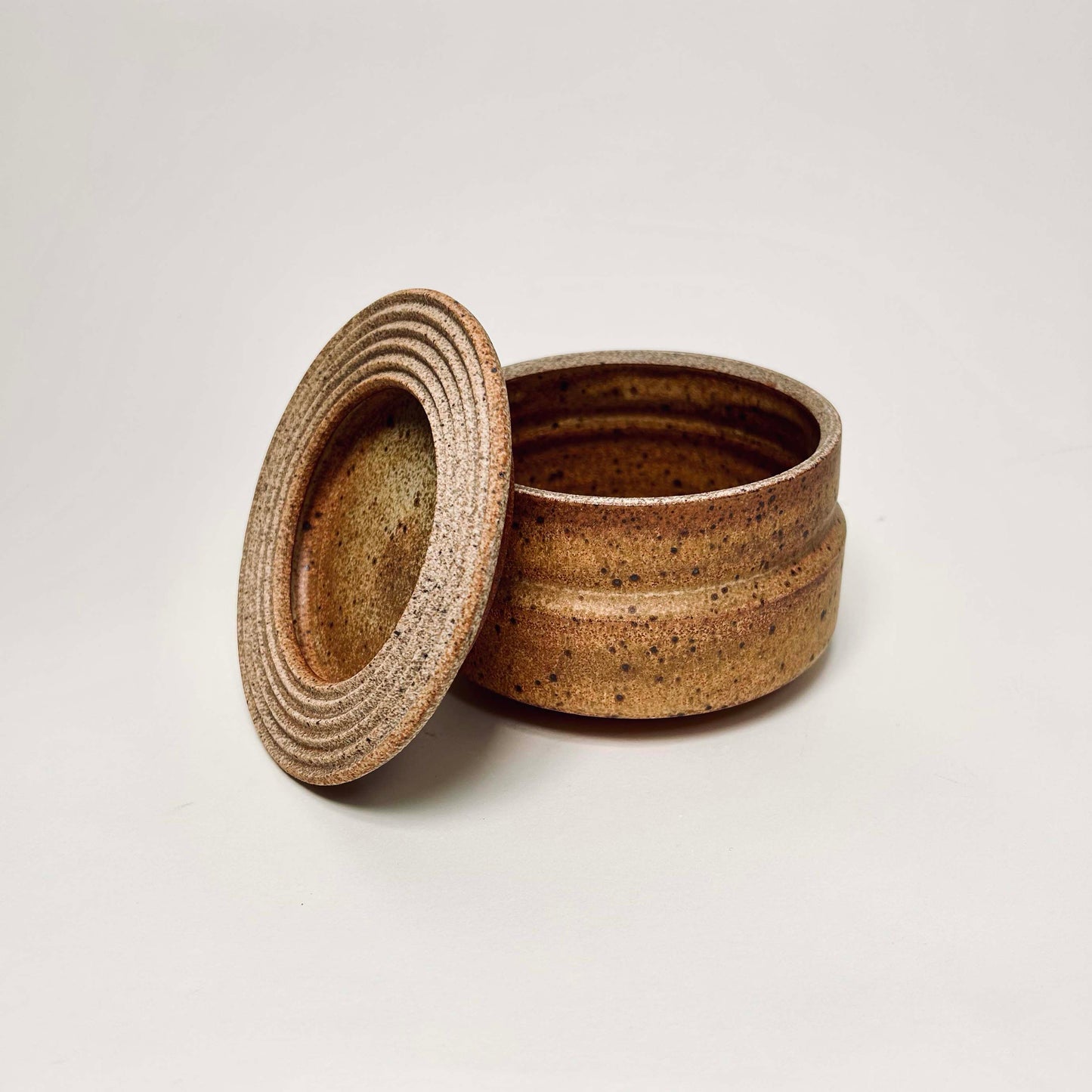 Wide Vessel w/ Textured Lid in Yellow Salt