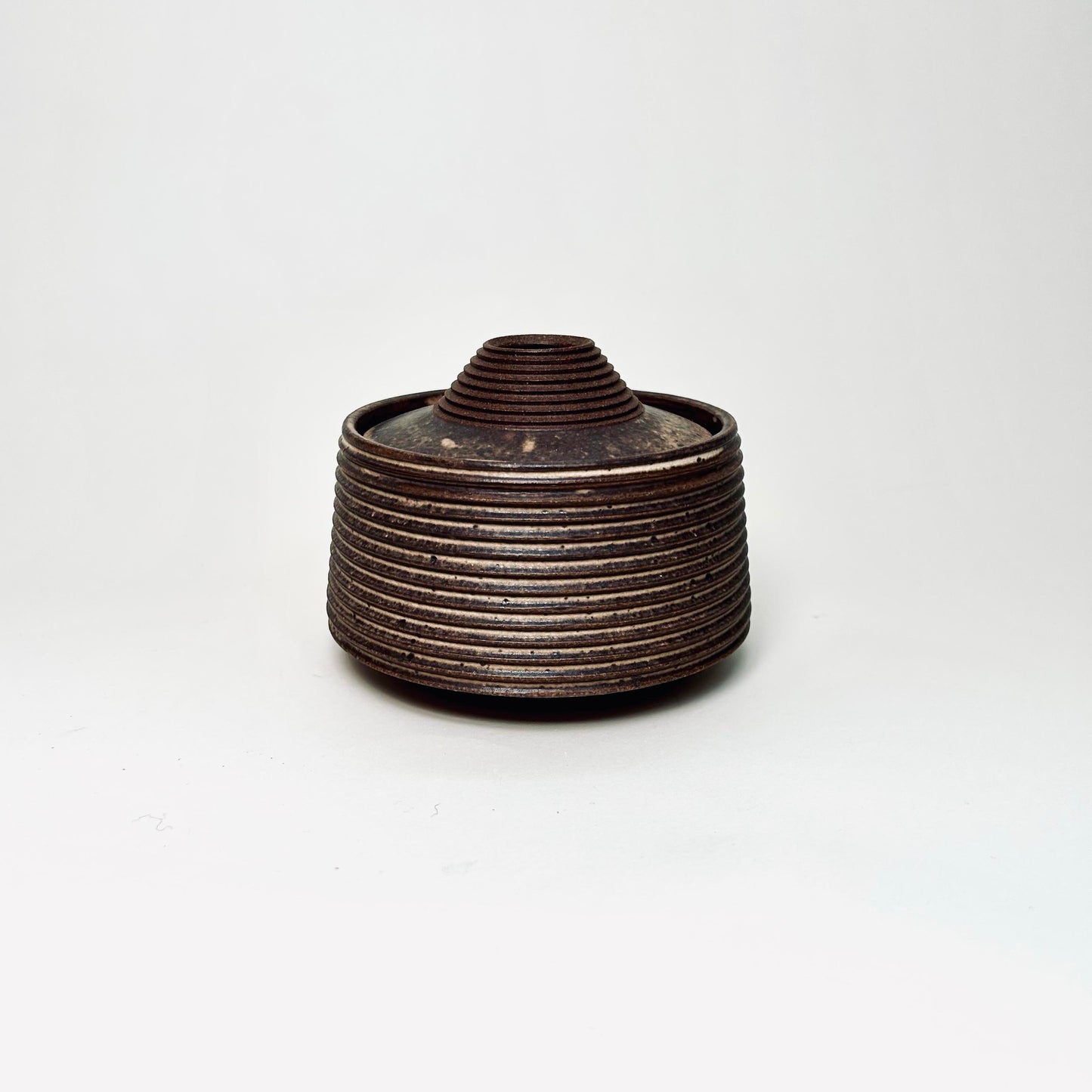 Tapered Lidded Vessel in Warm Brown