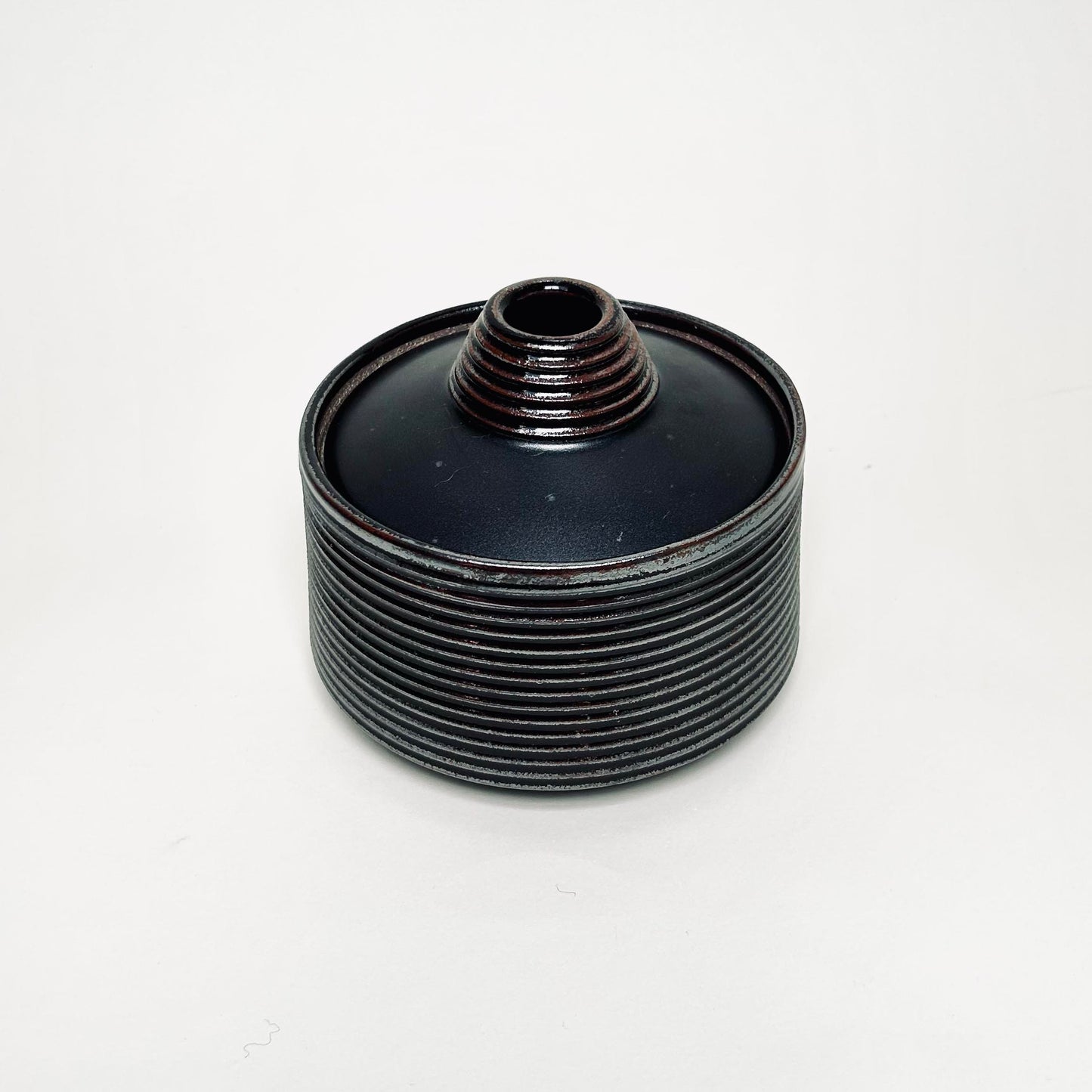 Two-toned Tapered Lidded Vessel in Oil Spot/Black