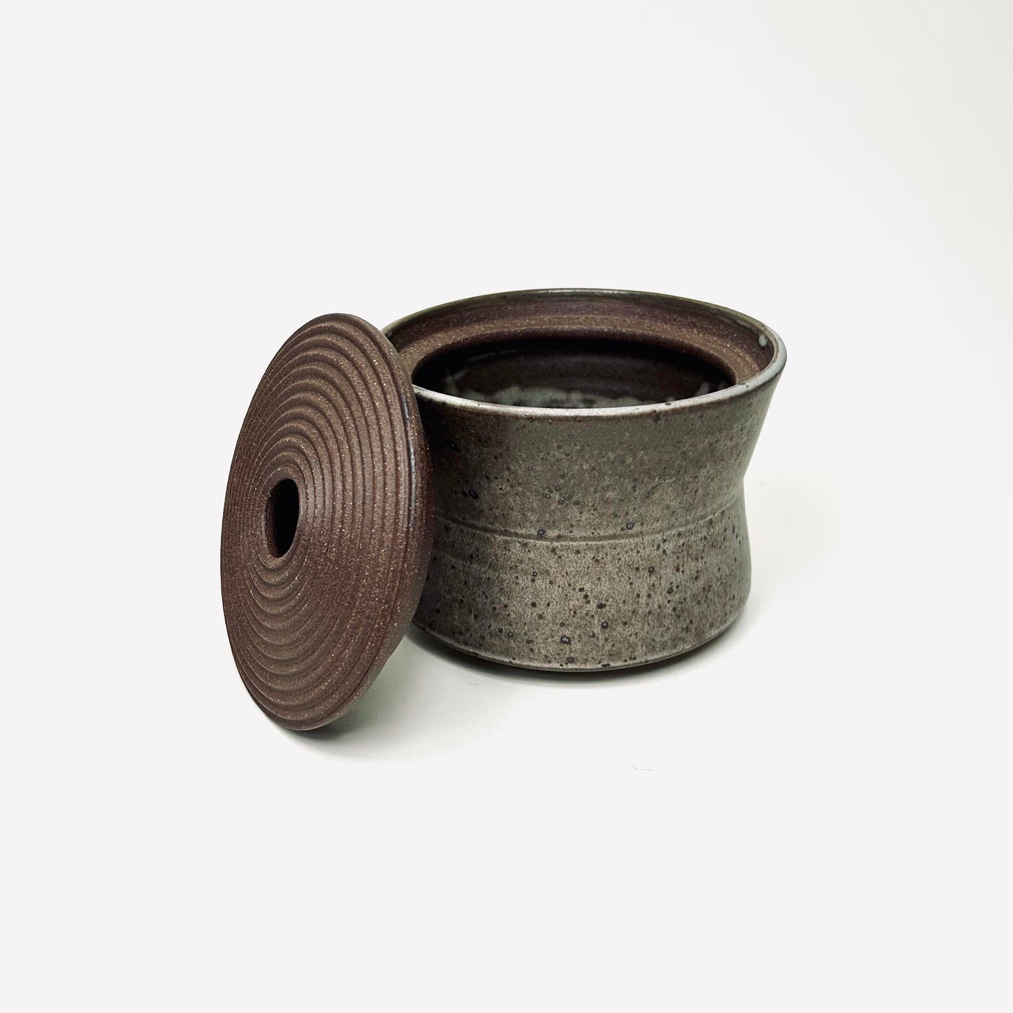 Angular Lidded Vessel in Gray Blue