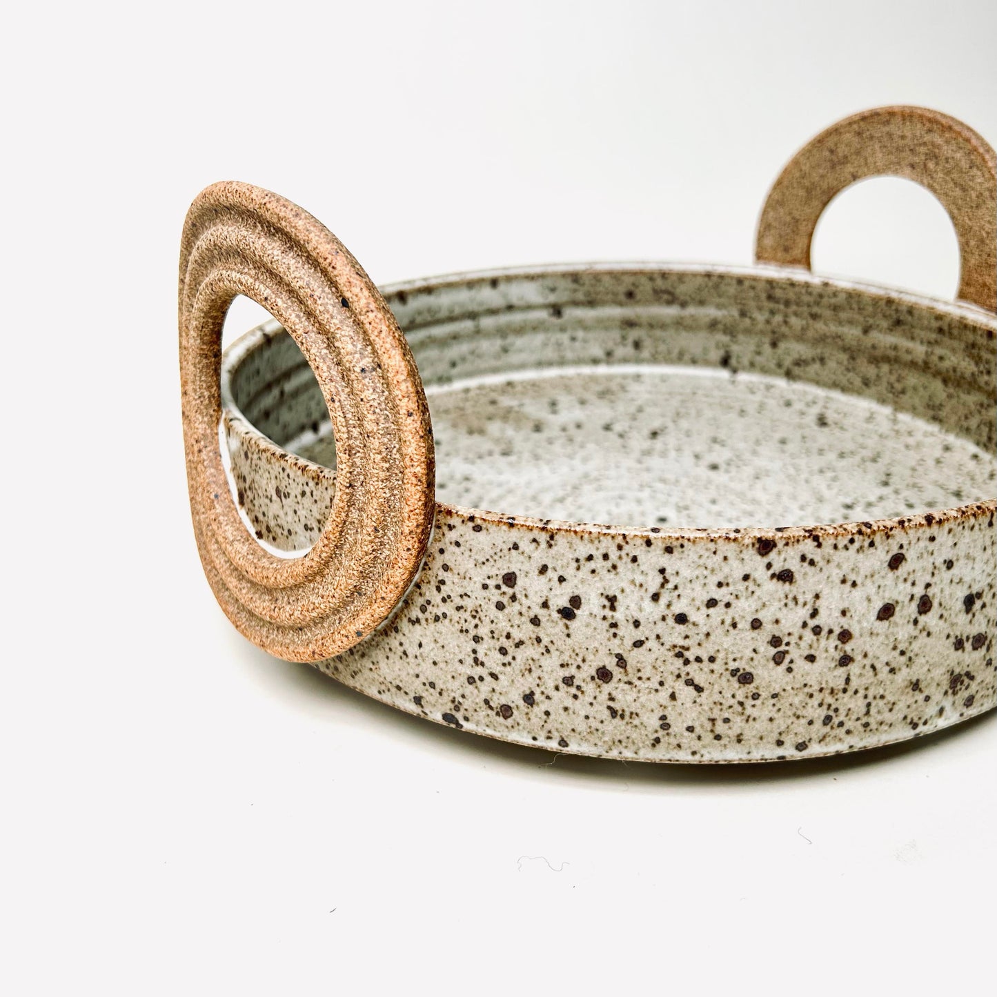Serving Bowl w/ Ribbed Handles in Matte White, 10.25"