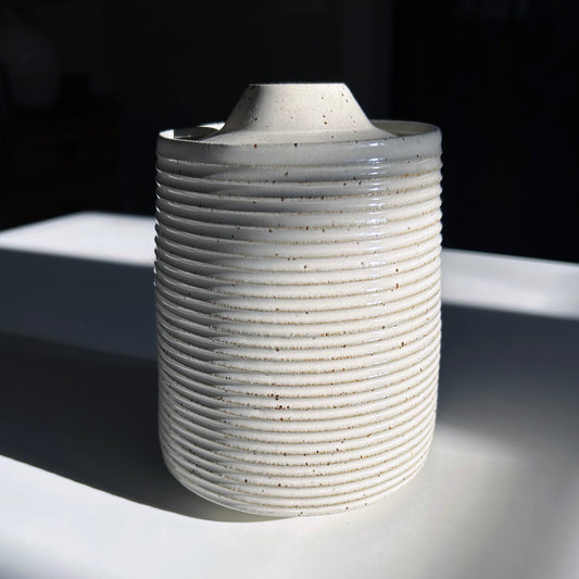 Tapered Lidded Vessel in Warm White