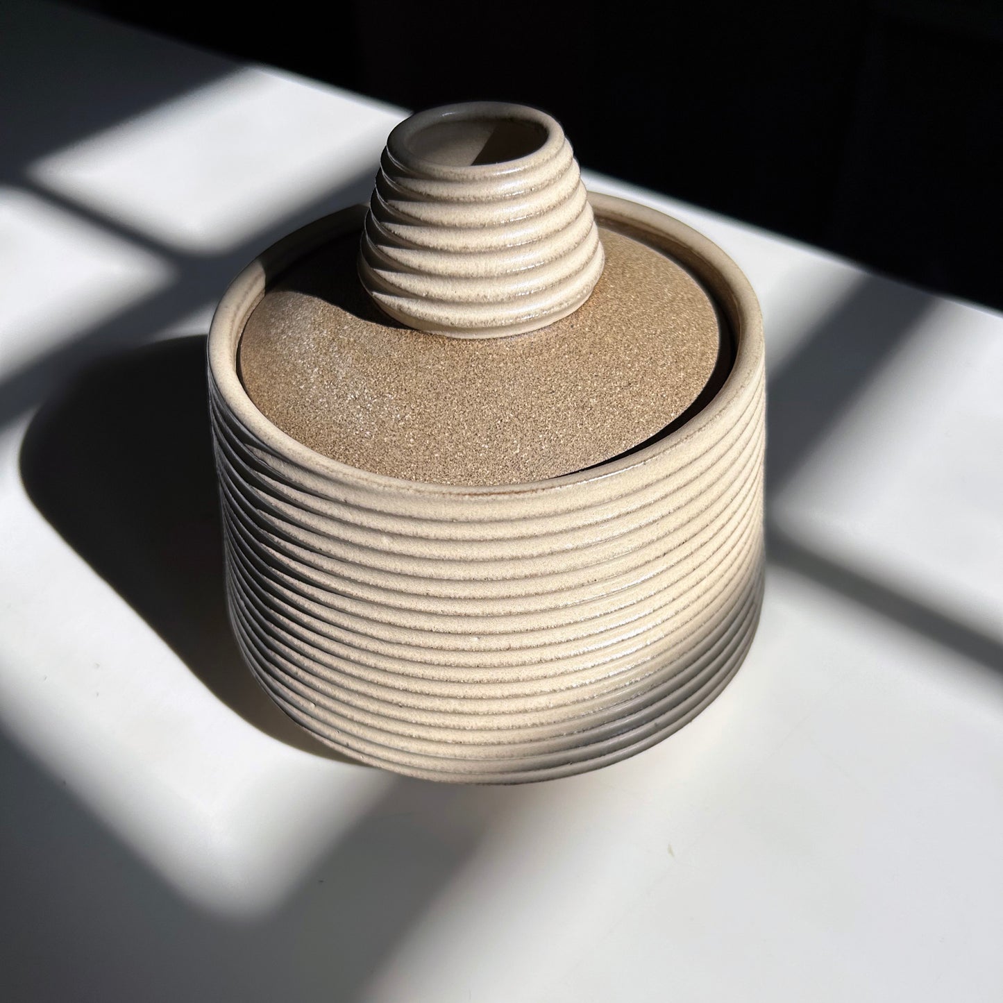 Tapered Lidded Vessel in Eggshell