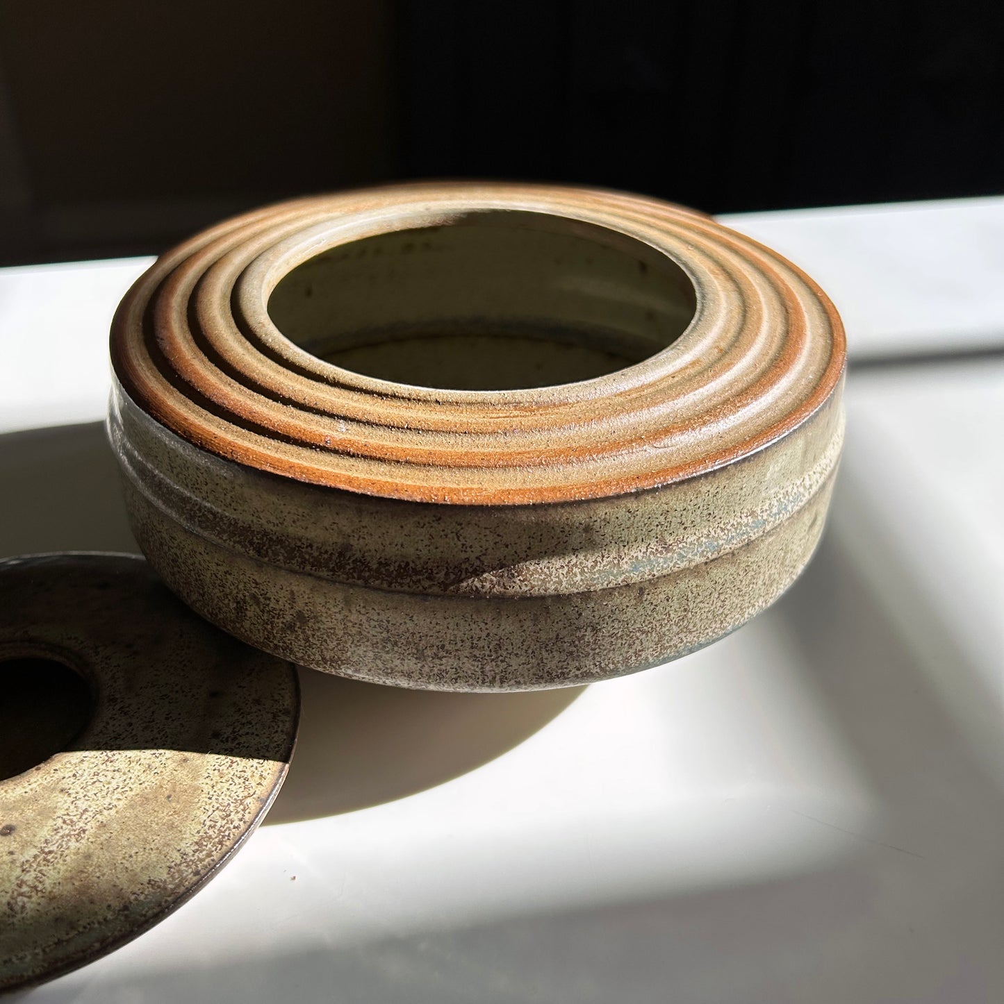 Lidded Vessel w/ Ribbed Collar in Maryland Blue