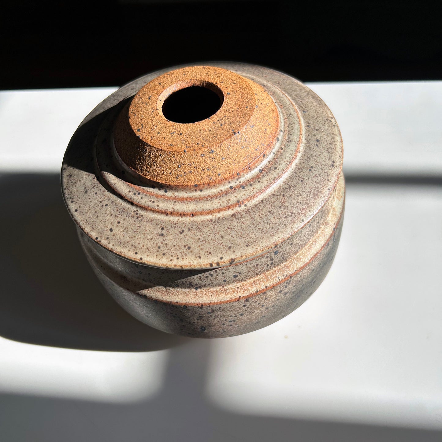 Lidded Vessel in Rust White