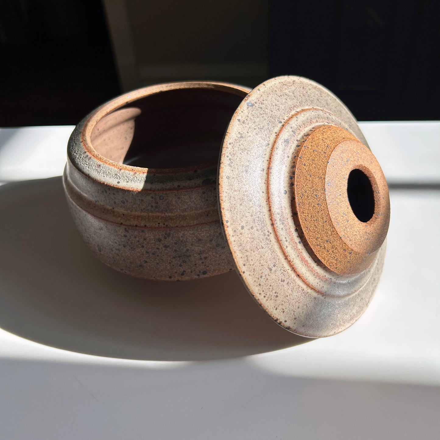 Lidded Vessel in Rust White