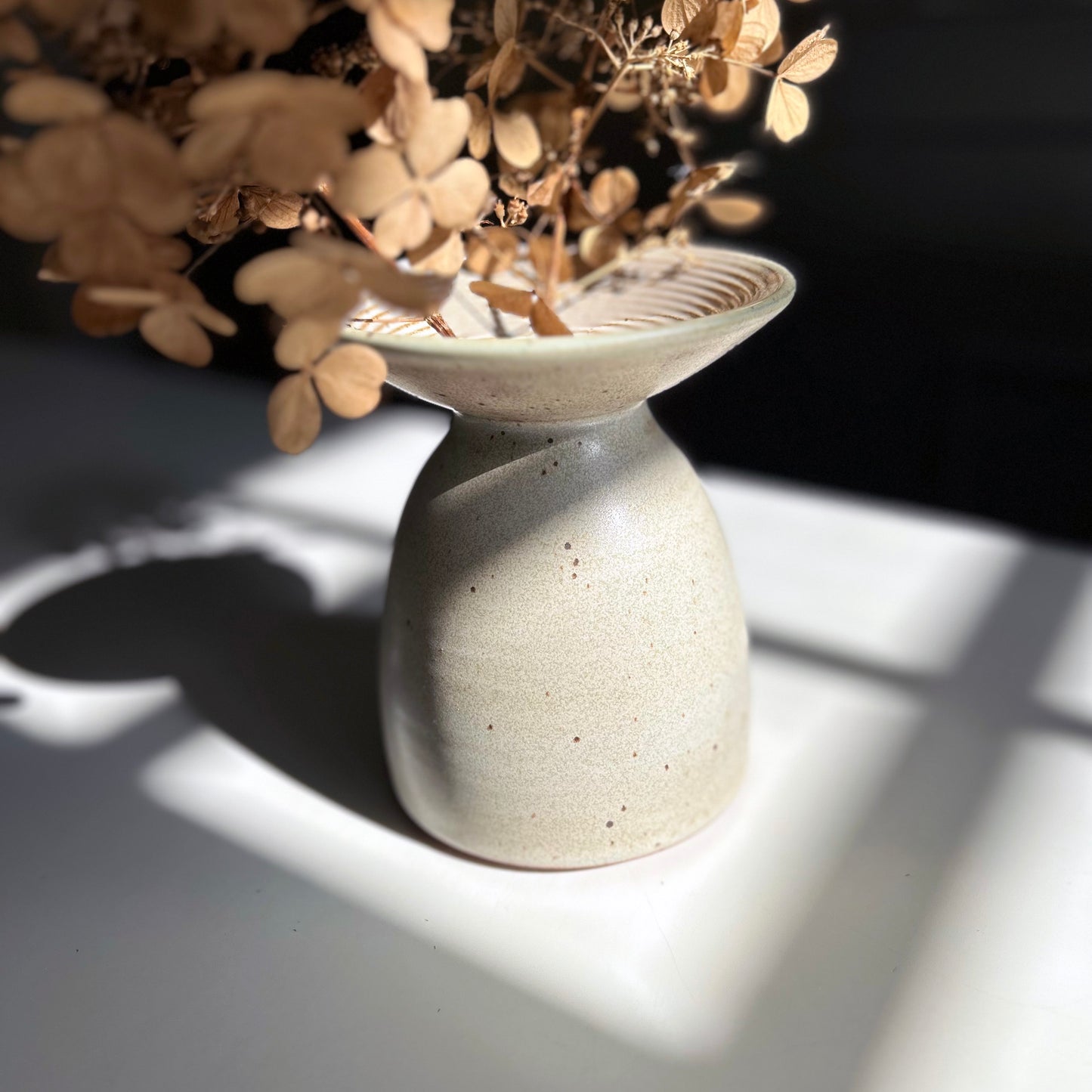 Flared Vase in Gray White