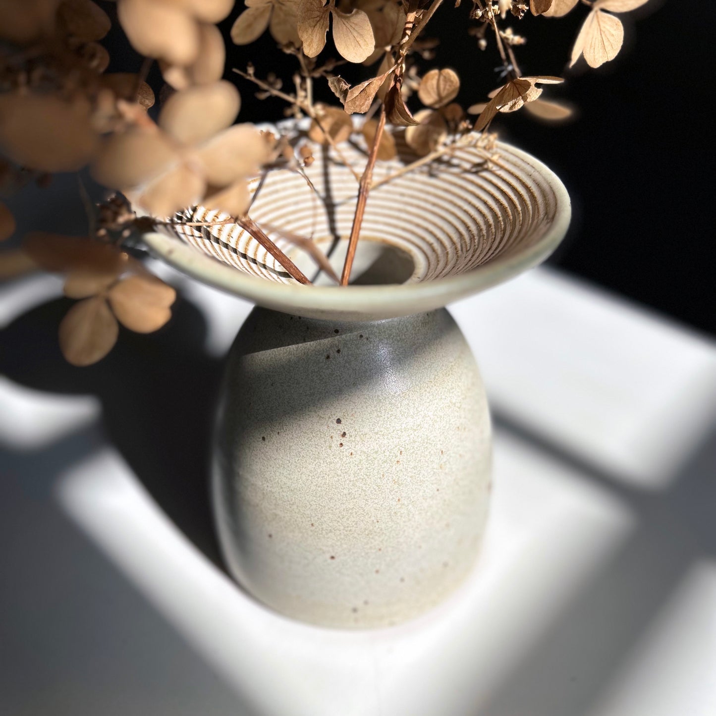 Flared Vase in Gray White