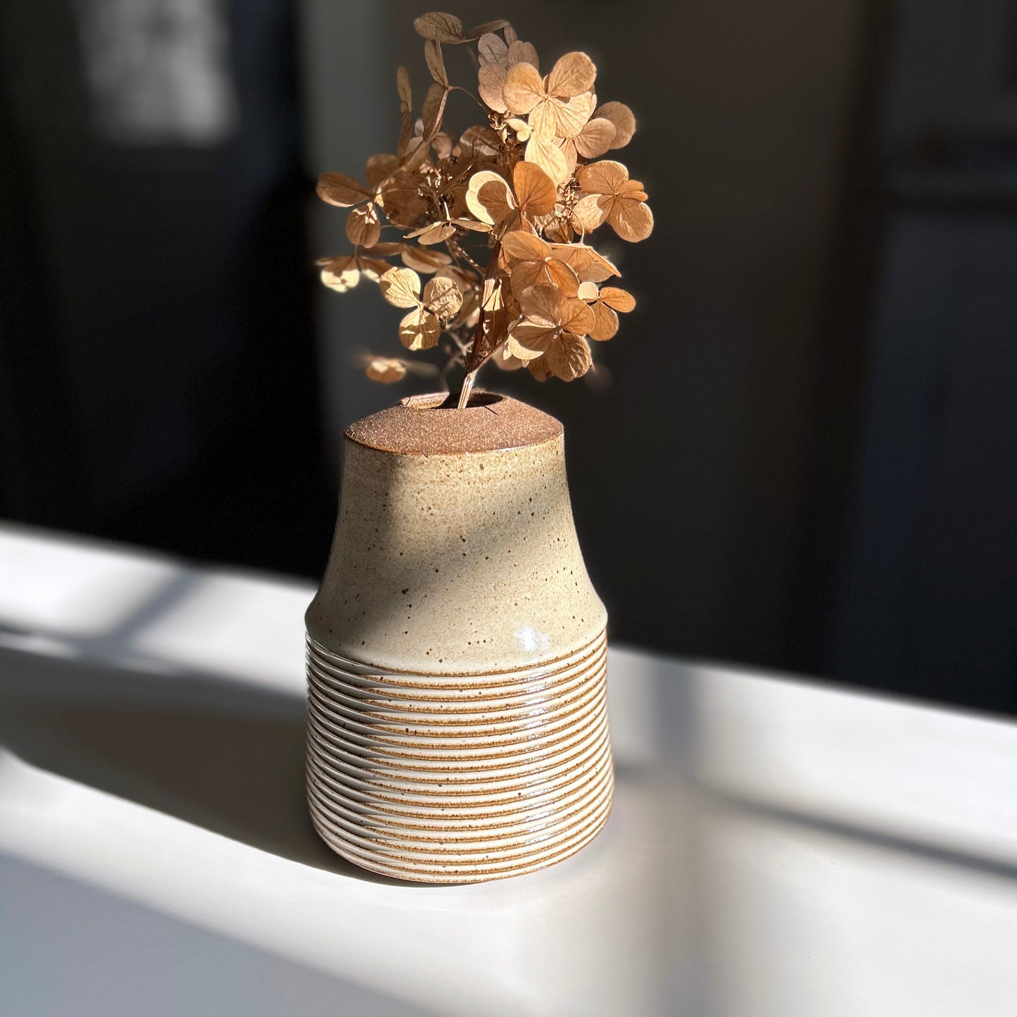 Tapered Textured Vase, Warm White