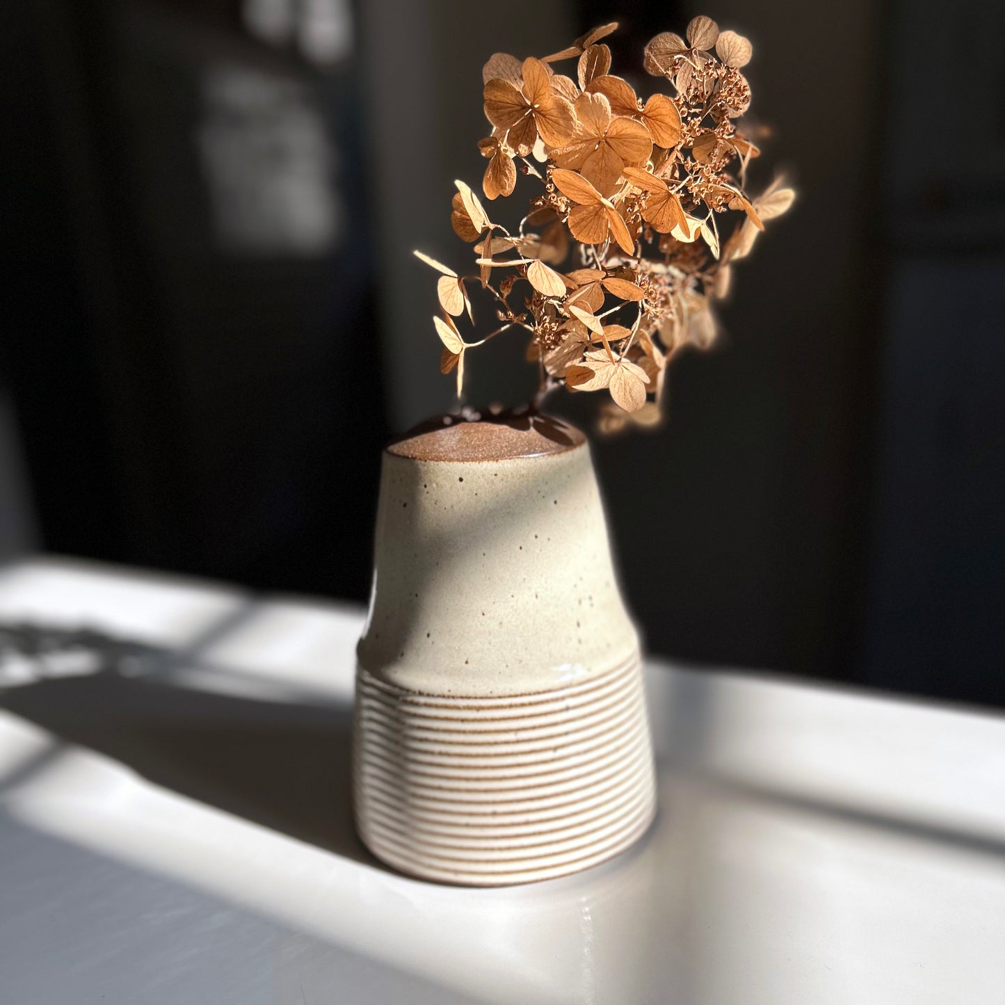 Tapered Textured Vase, Warm White