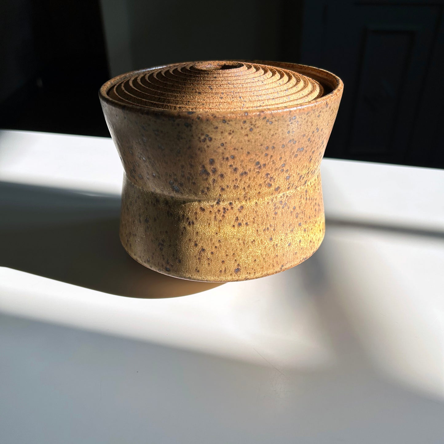 Angular Lidded Vessel, Yellow Salt