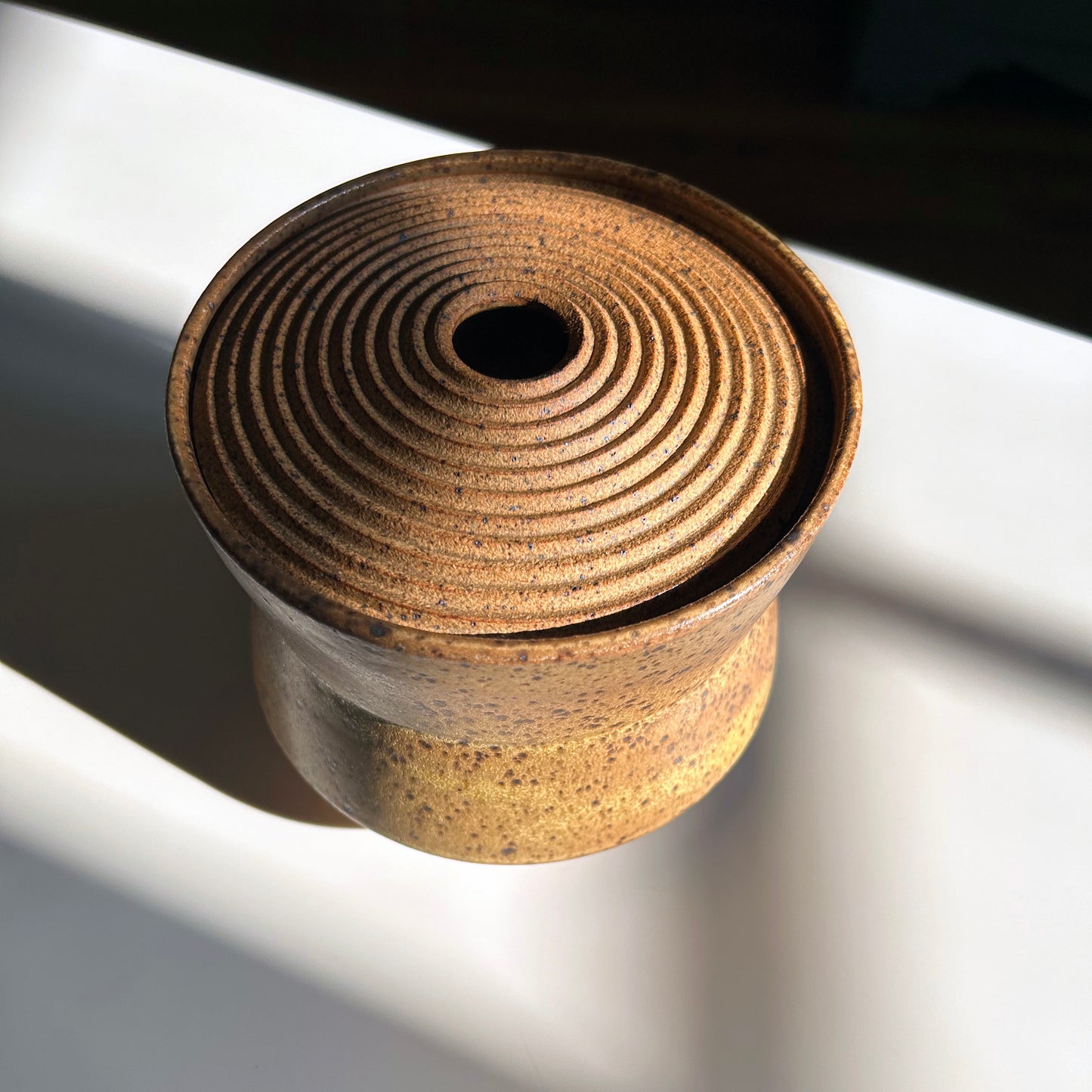 Angular Lidded Vessel, Yellow Salt