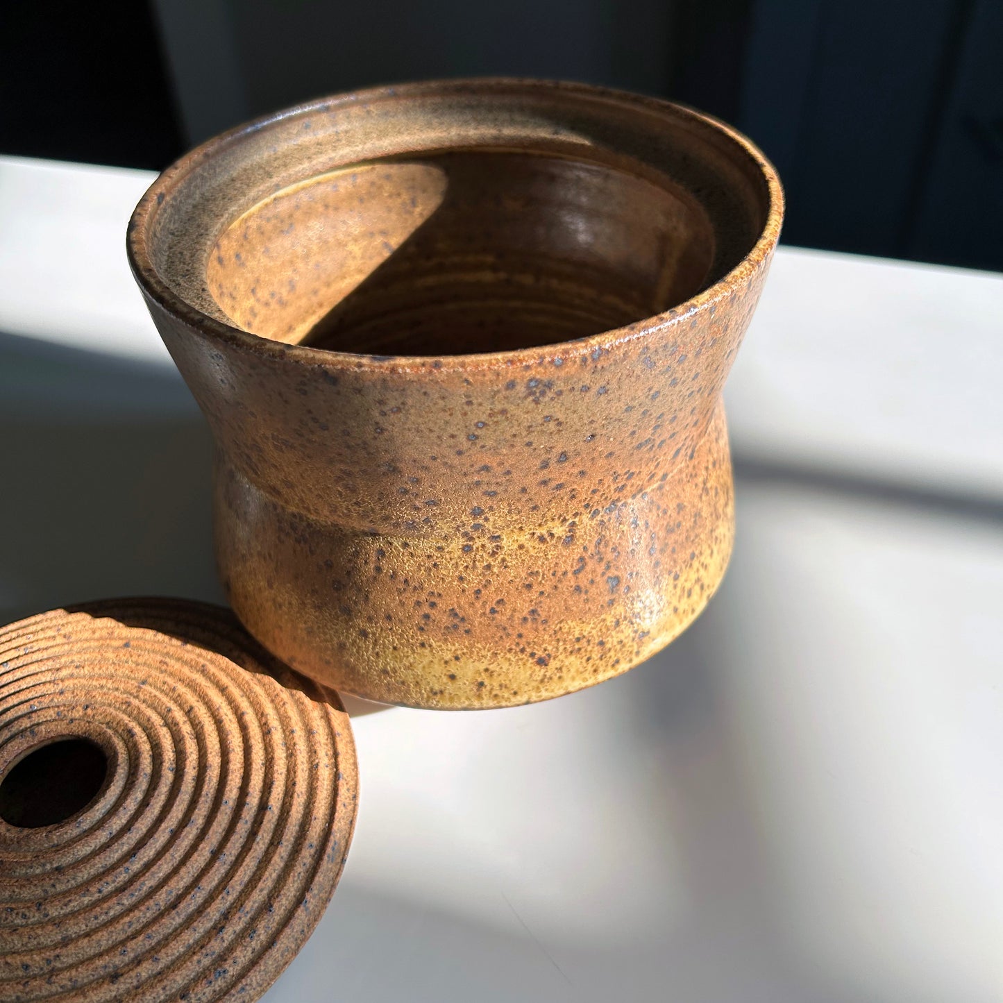 Angular Lidded Vessel, Yellow Salt