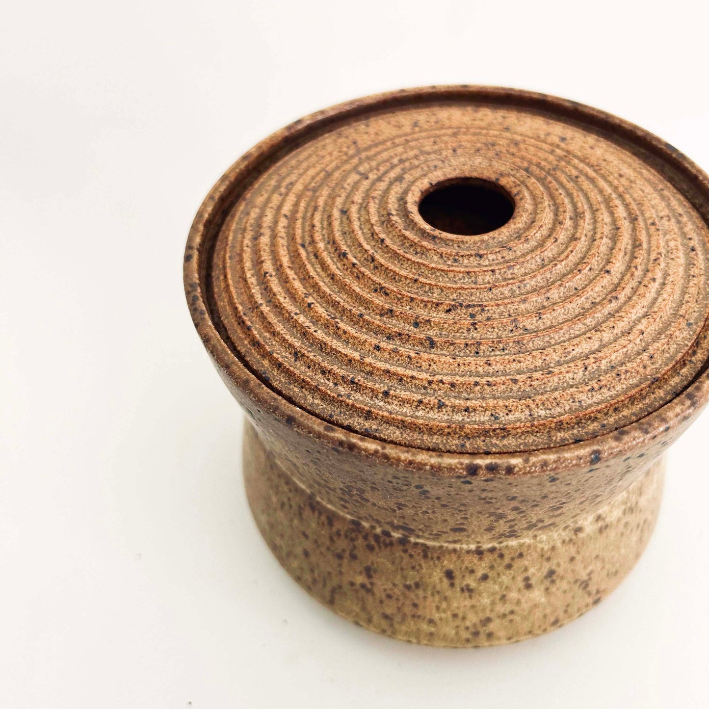 Angular Lidded Vessel in Yellow Salt