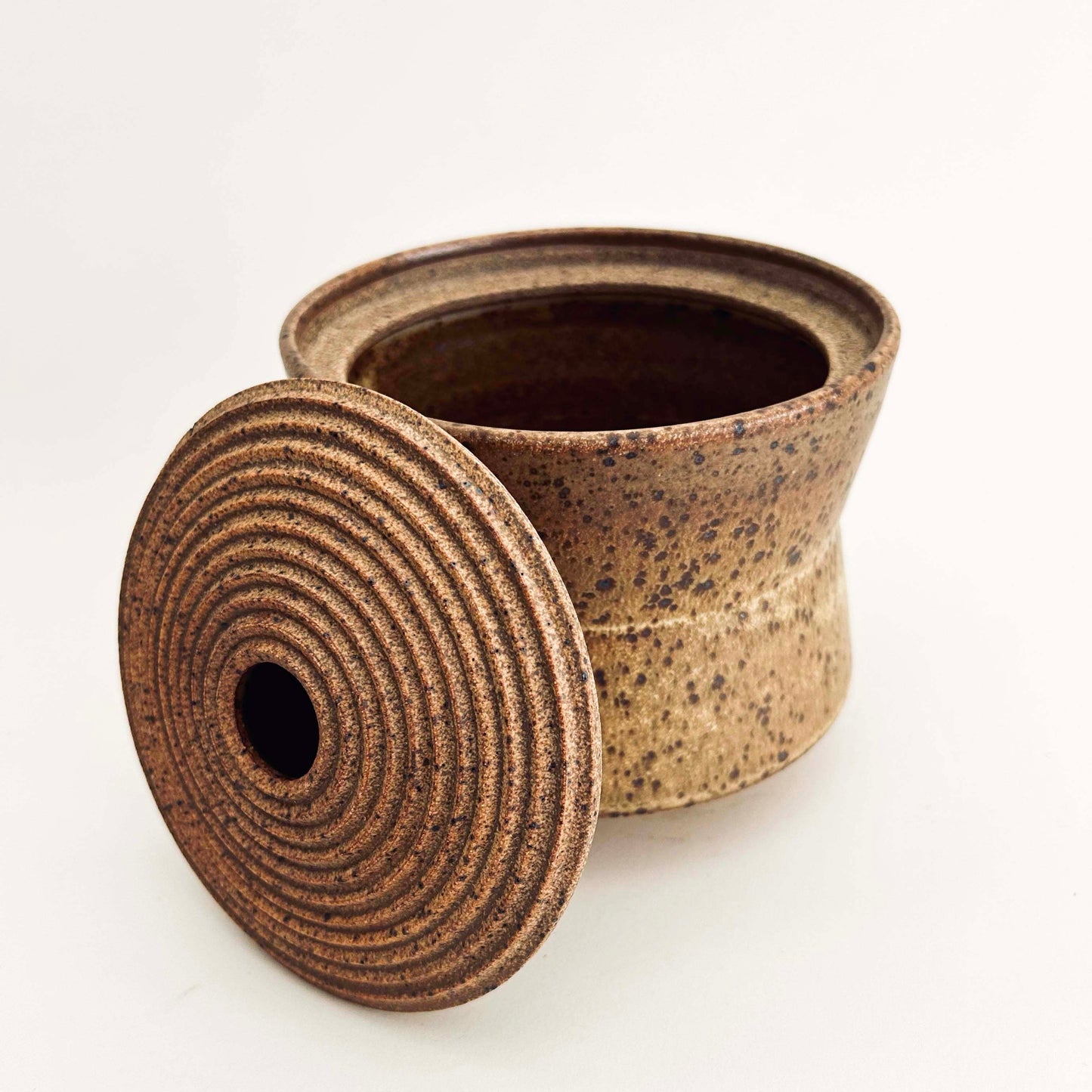 Angular Lidded Vessel in Yellow Salt