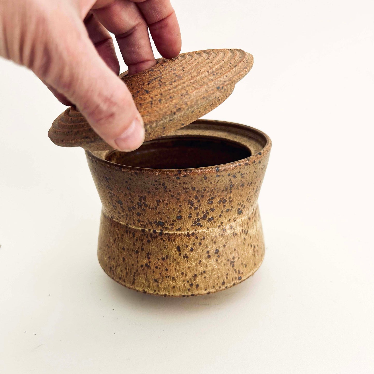 Angular Lidded Vessel in Yellow Salt