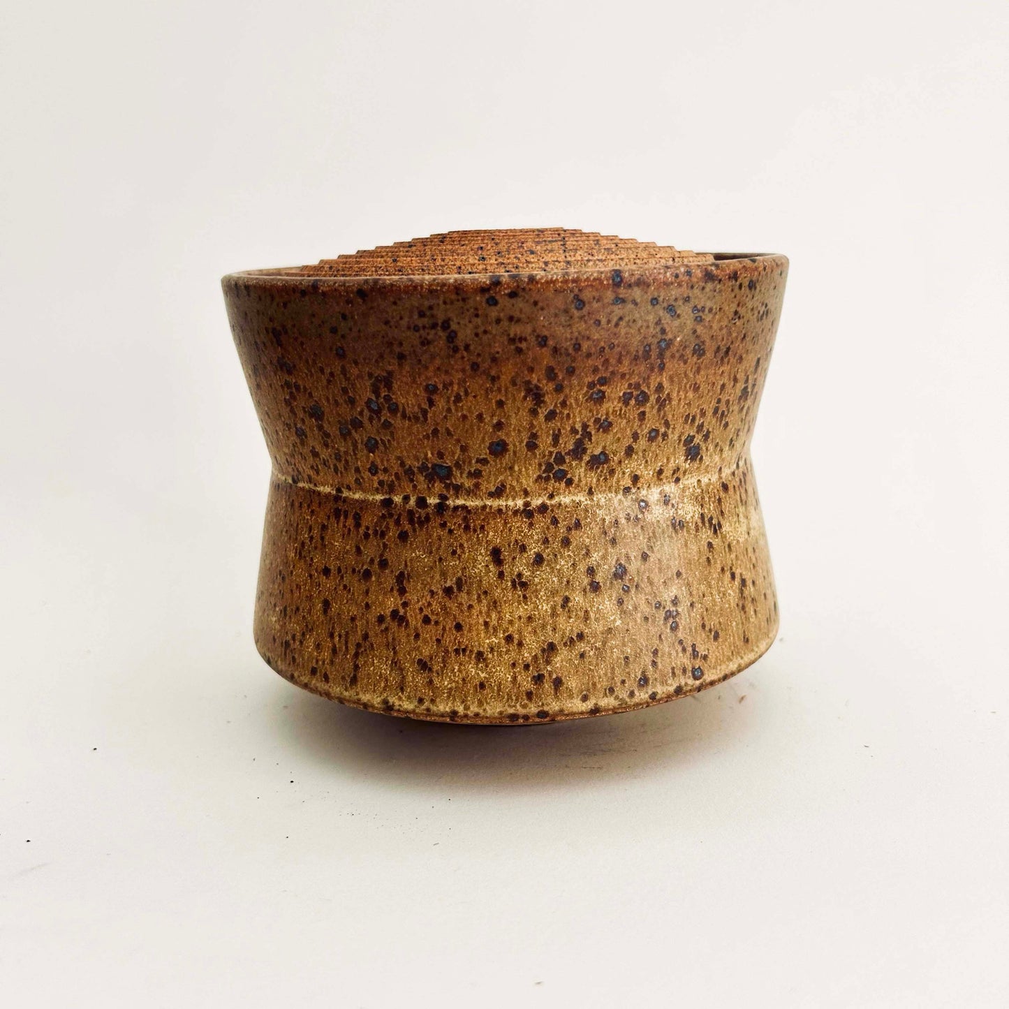 Angular Lidded Vessel in Yellow Salt