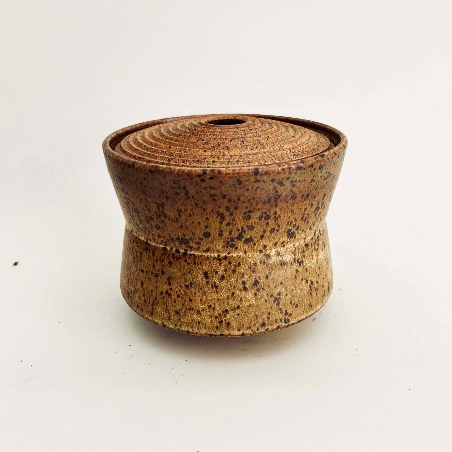 Angular Lidded Vessel in Yellow Salt