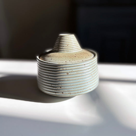 Small Tapered Lidded Vessel, Pale Blue