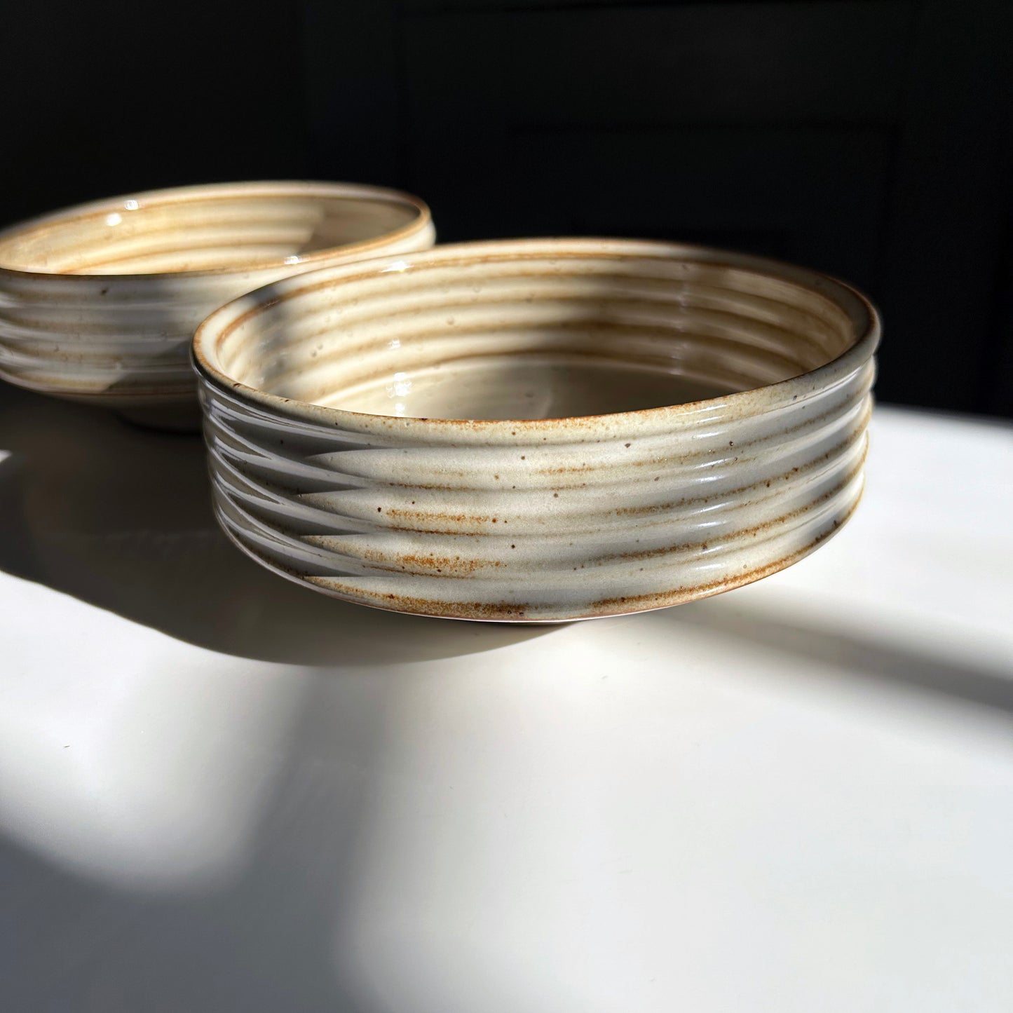 Ribbed Everyday Bowls, Warm White