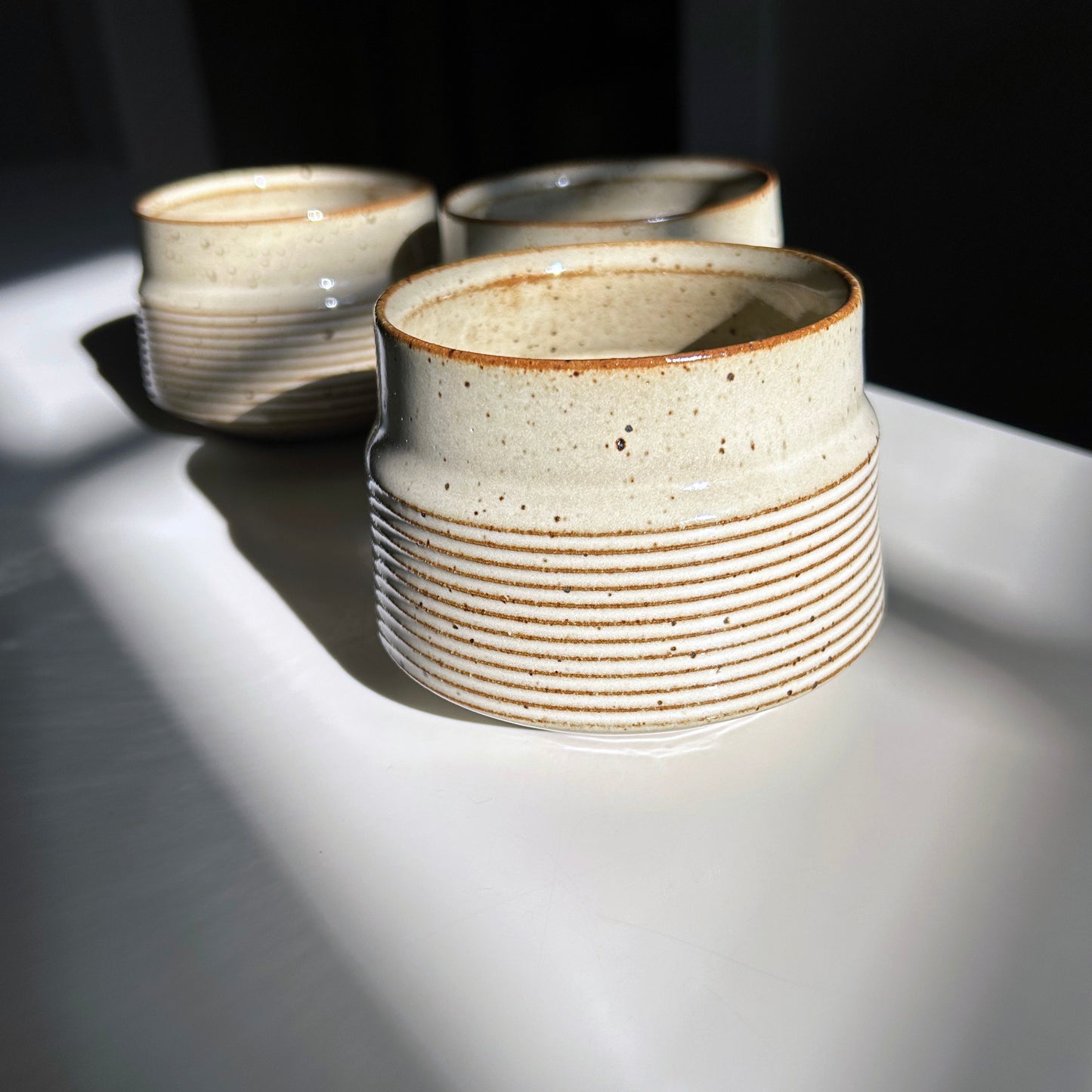 Angular Textured Cup, Warm White