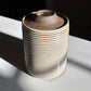 Tapered, Textured Vessel w/ Angular Lid, Warm White