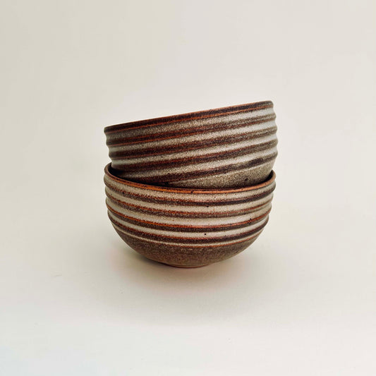Ribbed Soup Bowls in Mocha Cream