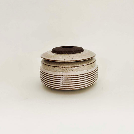 Textured Lidded Vessel in Warm White