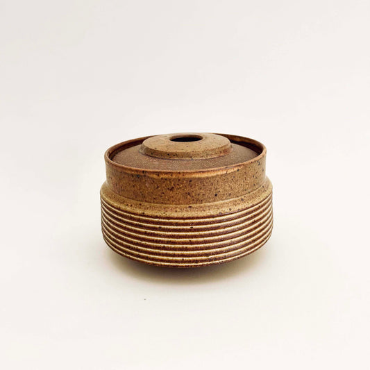 Textured Angular Vessel w/ Inset Lid in Yellow Salt