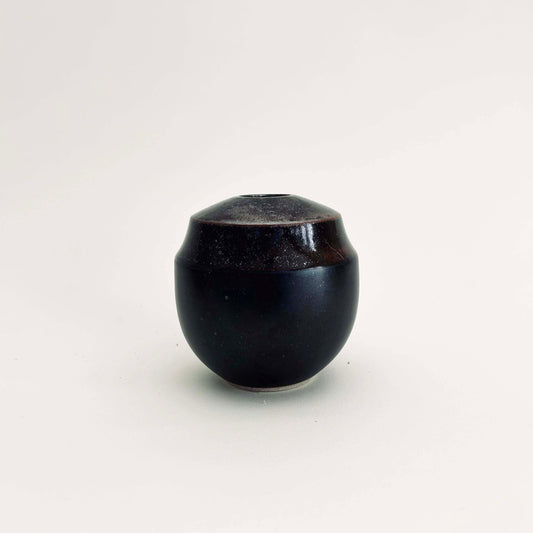 Small Two-Tone Vase In Satin Black