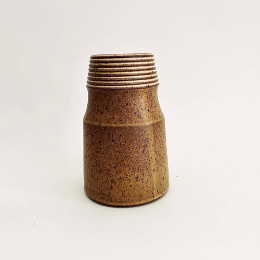 Ribbed Neck Cylindrical Vase In Yellow Salt