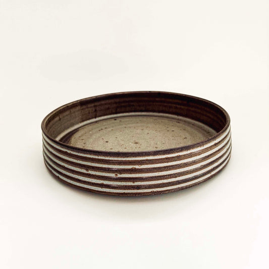 Low Profile, 10" Ribbed Serving Bowl in Mocha Cream