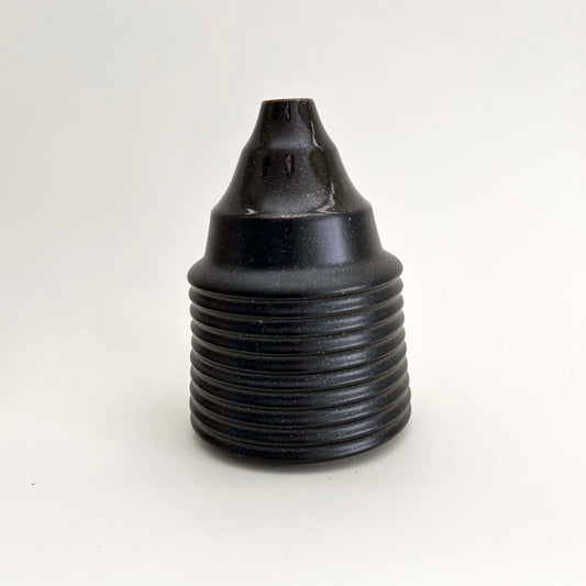 Cylindrical Ribbed Vase in Satin Black, No.2