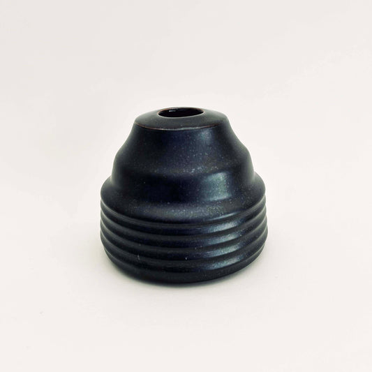 Two-toned Cylindrical Ribbed Vase in Satin Black, No.1