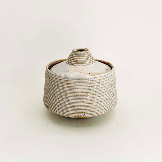 Tapered Lidded Vessel in Cotton White
