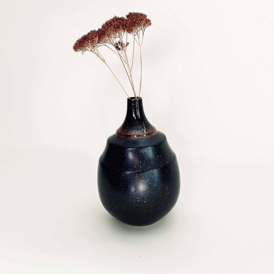 Two-Tone Vase In Satin Black